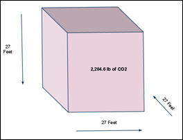 Visualization of a metric ton of carbon dioxide